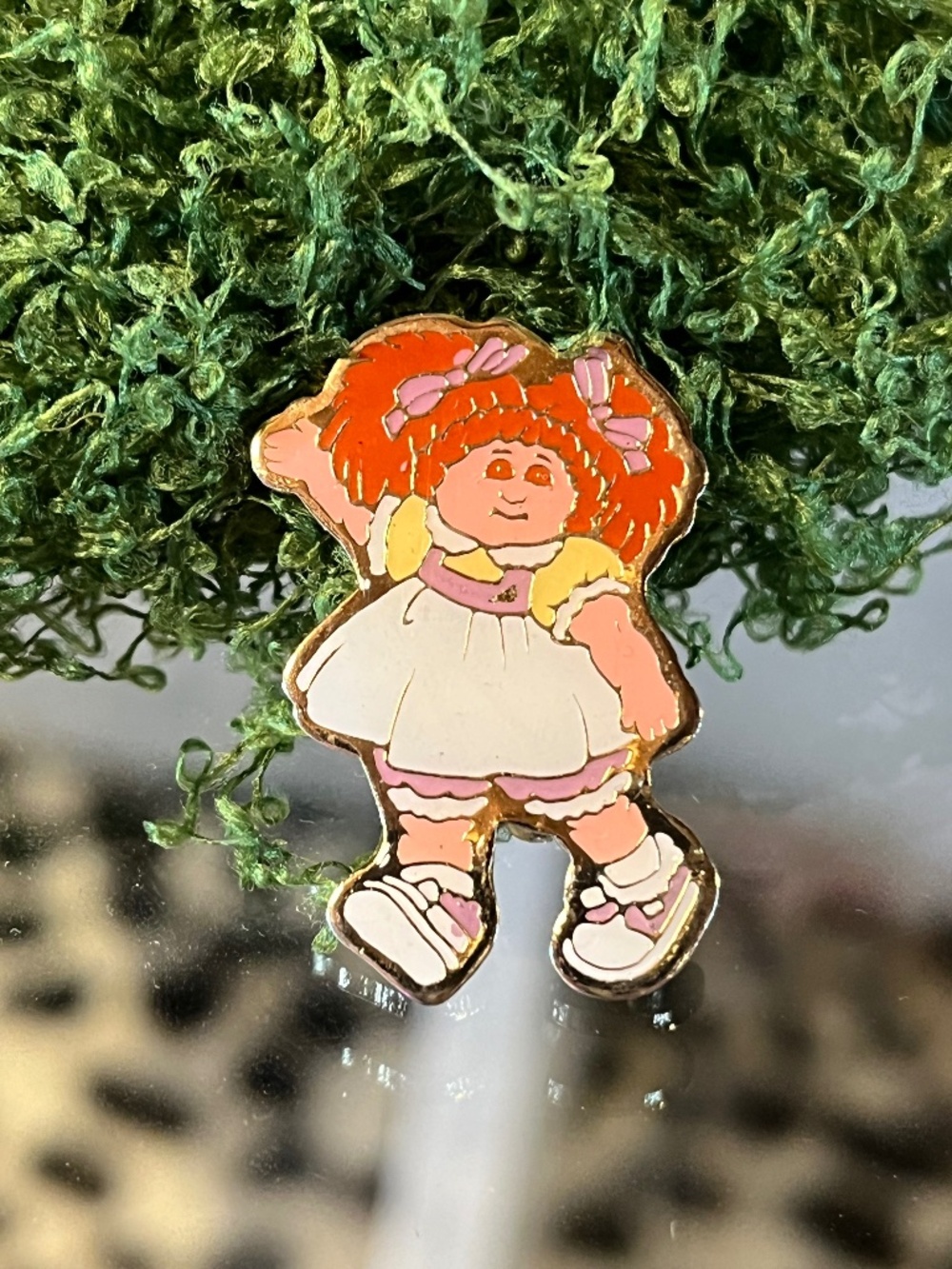 Vintage 80s CPK Cabbage Patch Kids Girls with White Dress Pin